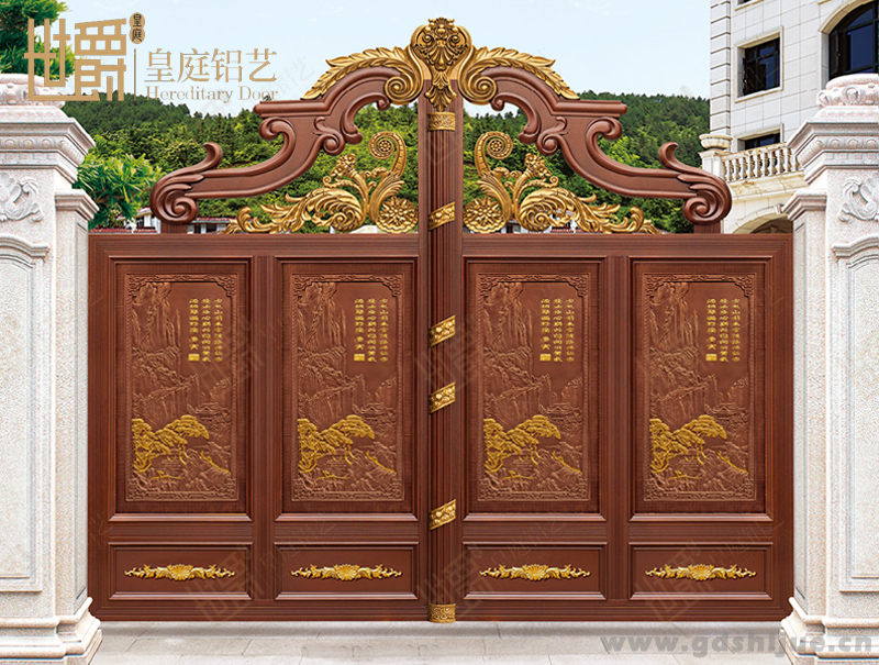 SJ-M029 别墅入户中式高档雕花铝艺庭院大门
