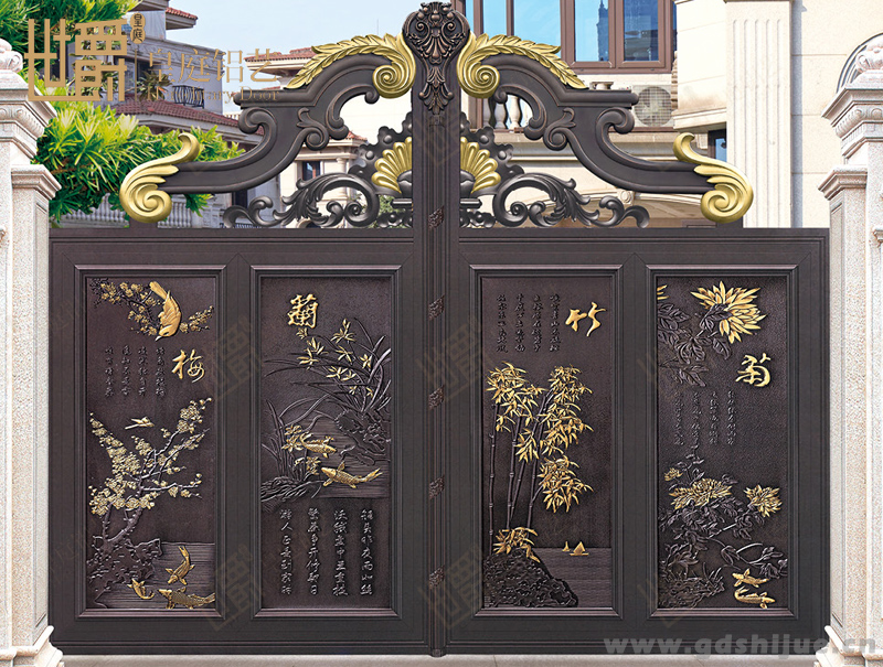 SJ-M030 高档住宅区中式入户庭院铝艺防盗大门